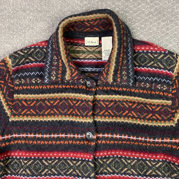 LL Bean Fair Isle Lambswool Cardigan Sweater Jacket Women's Small L.L. Bean WN58 - Picture 2 of 12